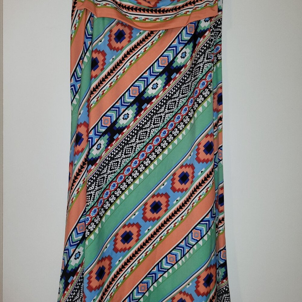 Ladies "Sunny Leigh" Aztec Print Maxi Skirt (L)